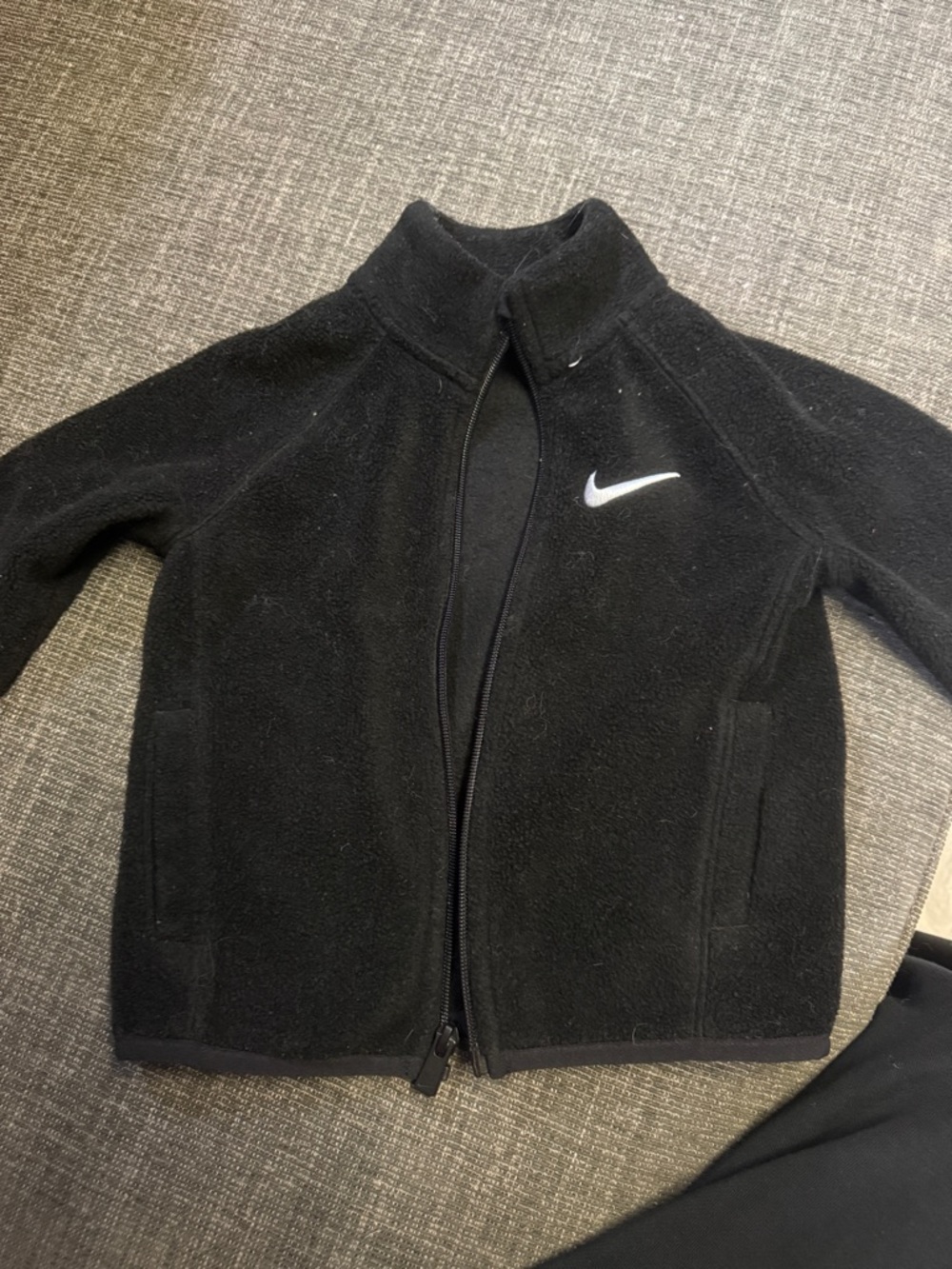 Nike Black Kids' Fleece Jacket with White Swoosh